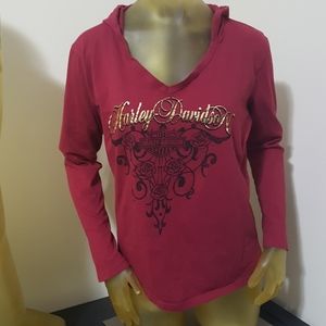 Harley Davidson Long Sleeve Maroon Shirt